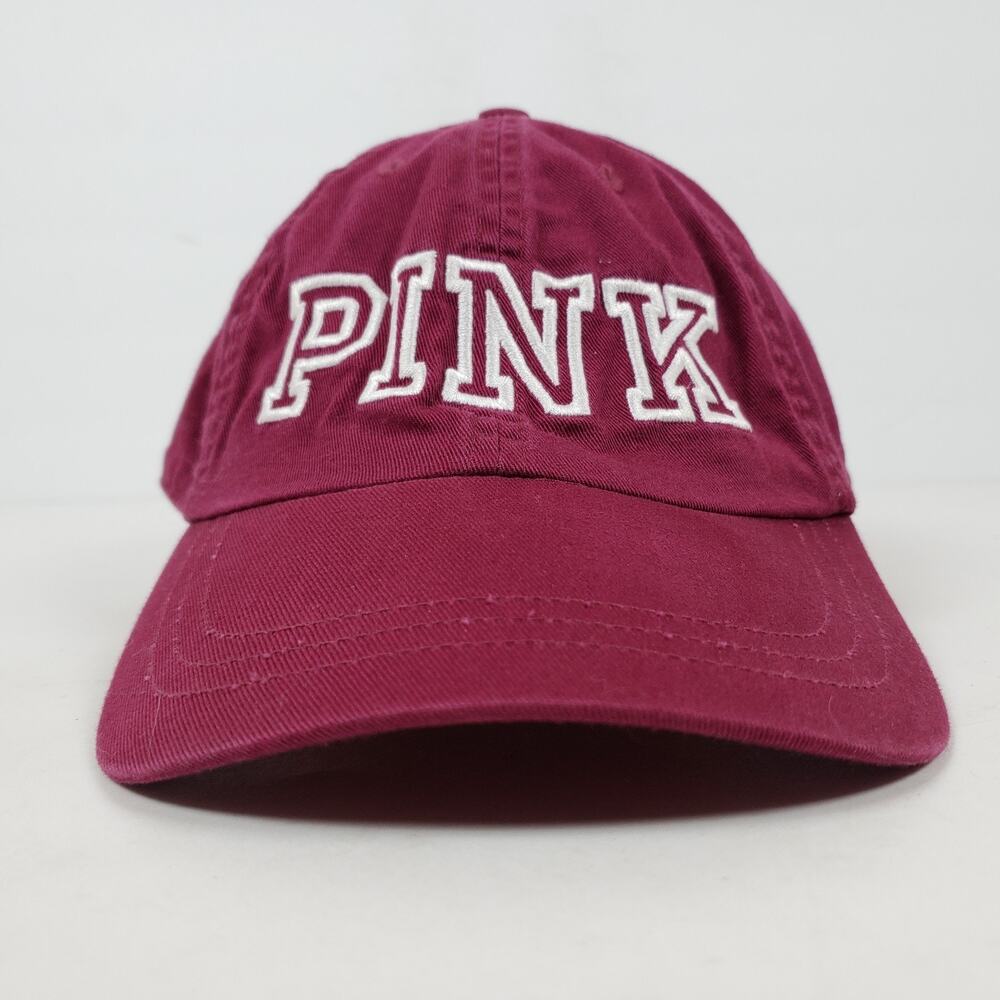 Pink Victorias Secret Womens One Size Maroon Cotton Adjustable Cap Hat View 4